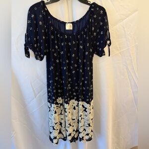 Siren Lily Midnight Blue and White floral Dress